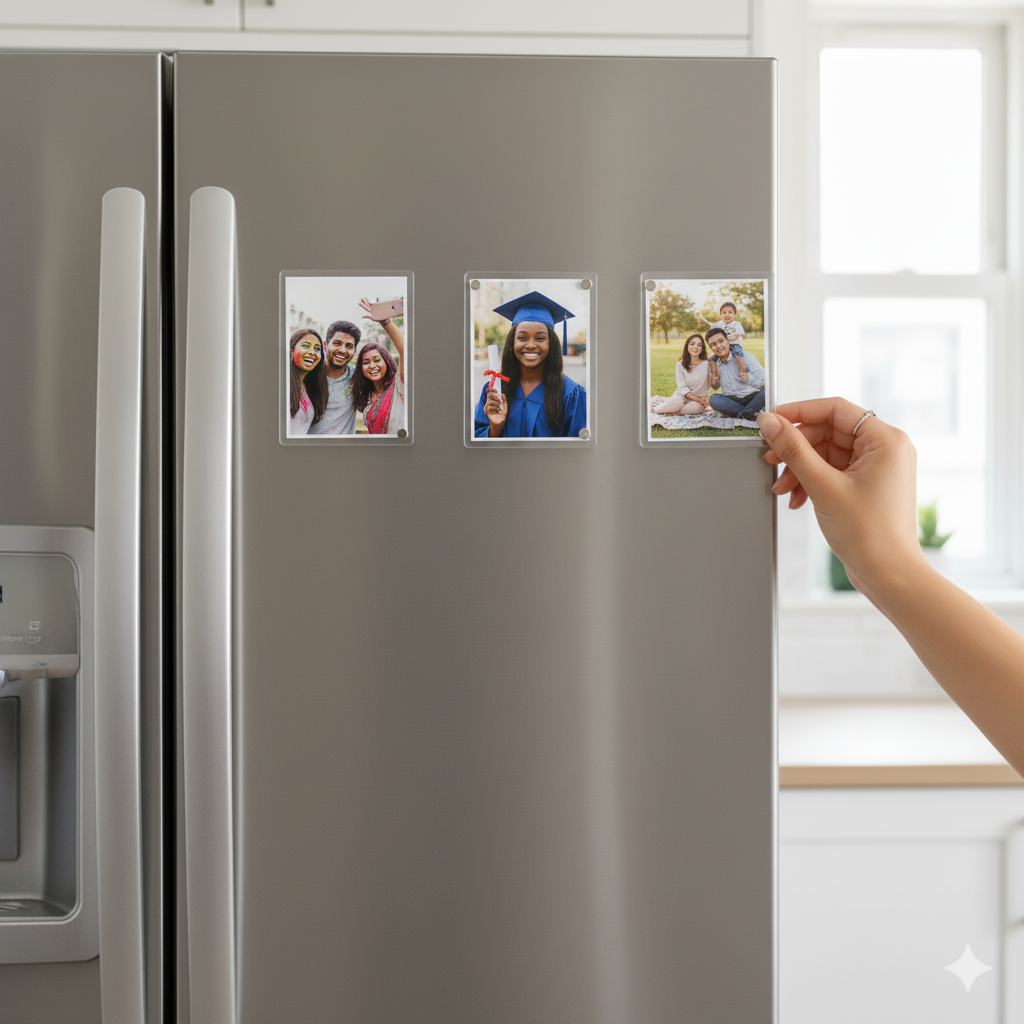 Personalized Fridge Magnetic Acrylic | Pack of 4 | with your personalized photo print